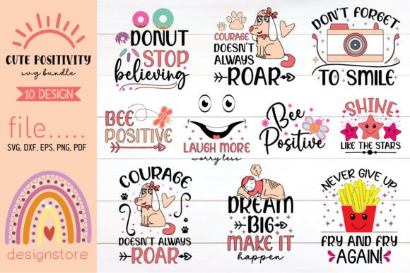 Cute Positivity Svg Bundle: A Designer's Review for Graphics & Crafts