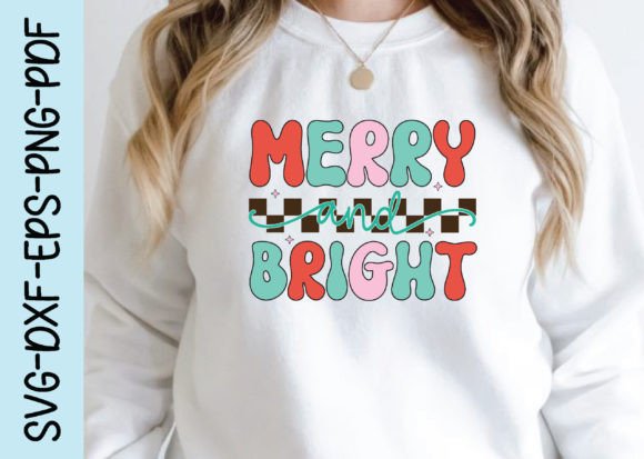 Merry and Bright, Retro Christmas Svg De